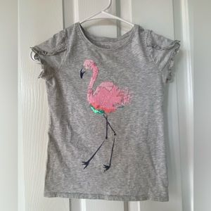 Girls Size 7 Flamingo Flipin Sequin Tee Shirt
